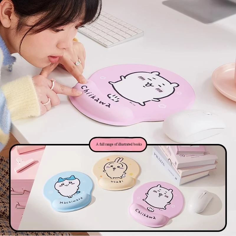 Alas Mouse Kawaii Seri Chiikawa-Desain Anime Lucu, Alas Karet Anti Selip, Alas Meja Kantor/Rumah Tahan Lama untuk PC/Laptop