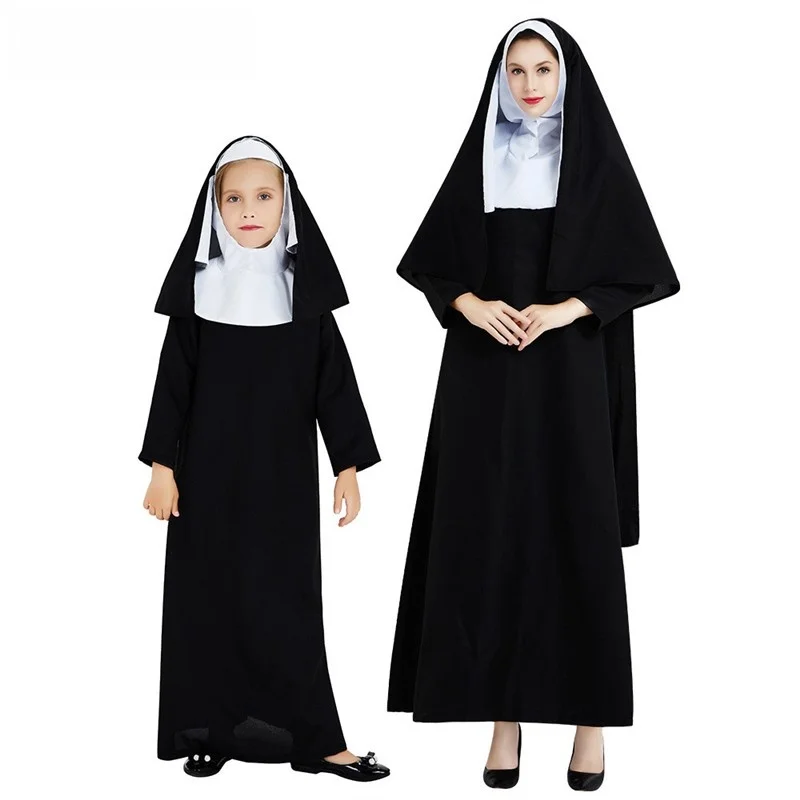 

Authentic Halloween Devout Nun Cosplay Costume Children's Performance Clothes Luxury Original Design Suitable for Adults And ...