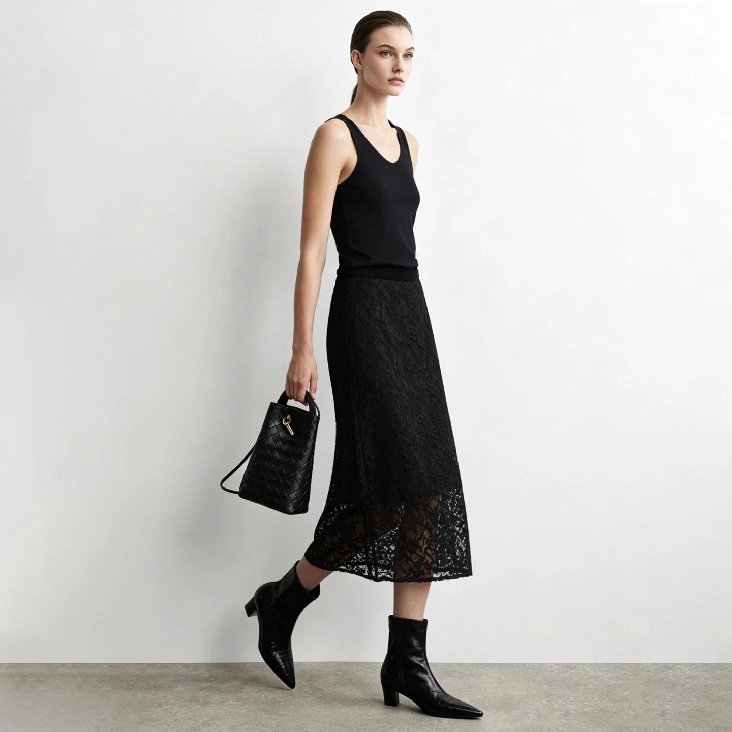 Amii 2026 Autumn New Skirt for Women Fashion Velvet Splice Paisley Lace Midi Skirt Split Straight Casual Woman Clothing 12643057