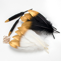 20PCS Gold Black Goose Feather Height 10-30CM Natural Feathers for DIY Wedding Party Handwork Jewelry Craft Accessories
