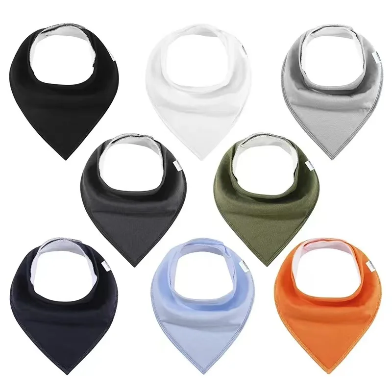 0-2Years Newborn Bibs Solid 5Pcs 8Pcs Baby Feeding Drool Bibs Saliva Towel Triangle Scarf Soft Cotton Adjustable Snap Button