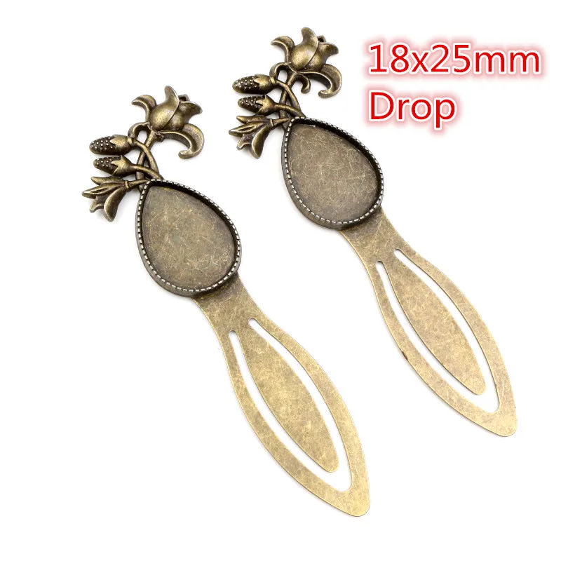 Nowa moda 2 sztuk 18x25mm 20mm wewnętrzna rozmiar antyczny brąz proste kwiat styl ręcznie zakładka Cabochon baza Cameo ustawienie — zdjęcie 5