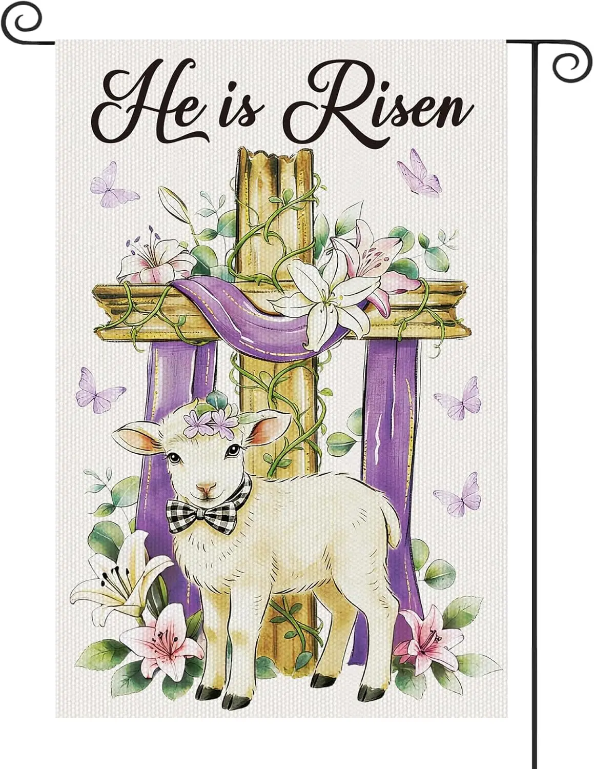 He is Risen Easter Garden Flag, Small Spring Flower Double Sided Outside for Farmhouse, Cross Sheep Religion Flags for Home  ZZM