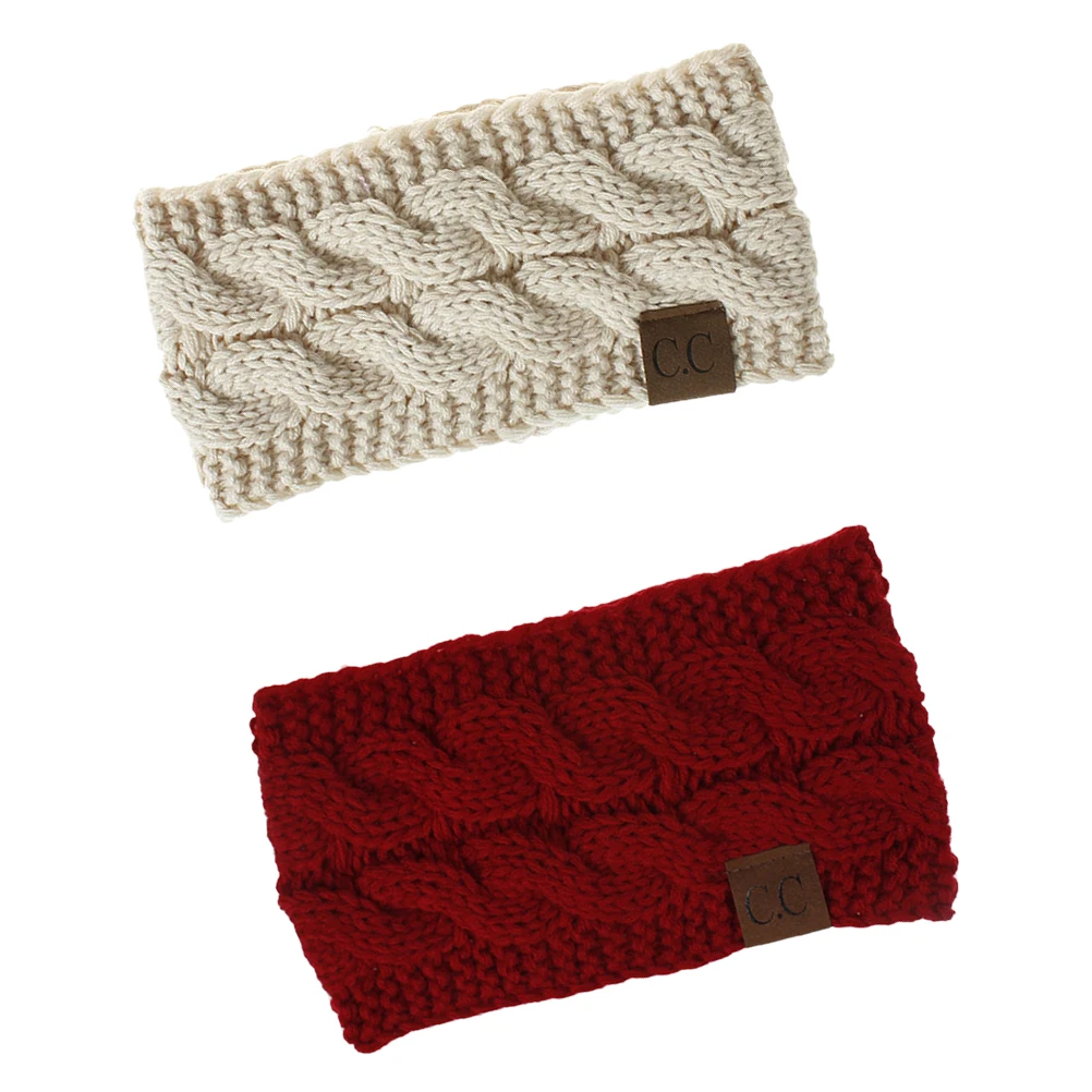 

2 PCS Knit Head Wrap Warm Headband Bands Autumn Winter Ear Warmer Miss Cable Knitted