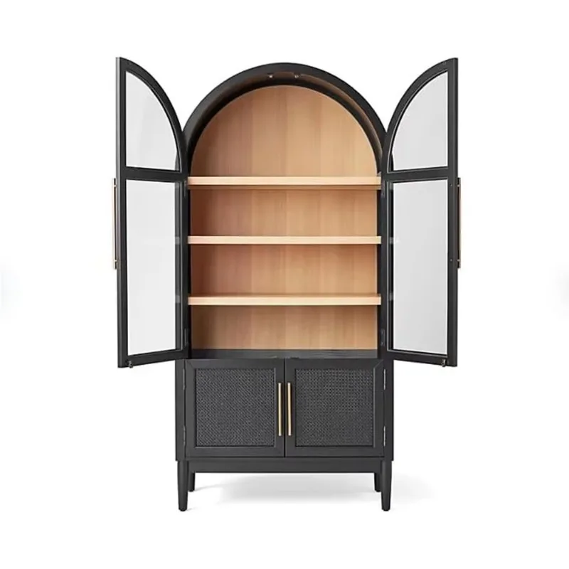 Modern style recessed display case with glass door with adjustable shelf
