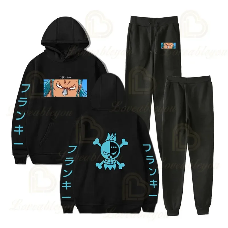 One Piece Men Women Set of Clothes Autumn Cartoon Hoodies Tops+long Pants 2pcs Suit Monkey D. Luffy Roronoa Zoro Chopper Clothes