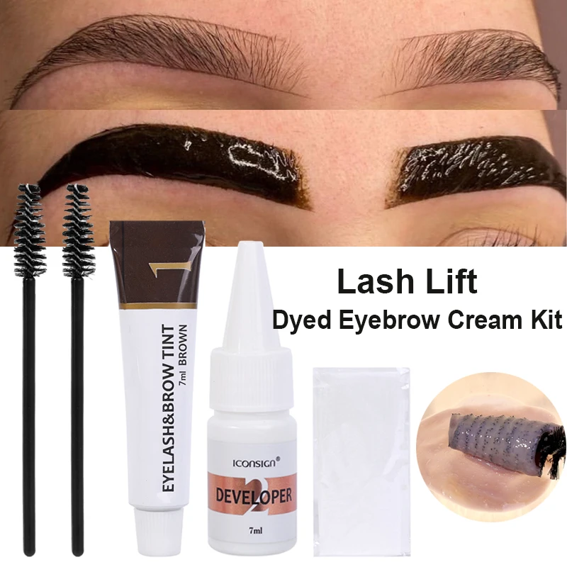 Waterproof Dye Eyebrow Gel Lifting Lash Cream 2 in 1 Fast Tint Semi Permanent Black Brown Eyebrow Enhancer Tattoo Pigment Makeup