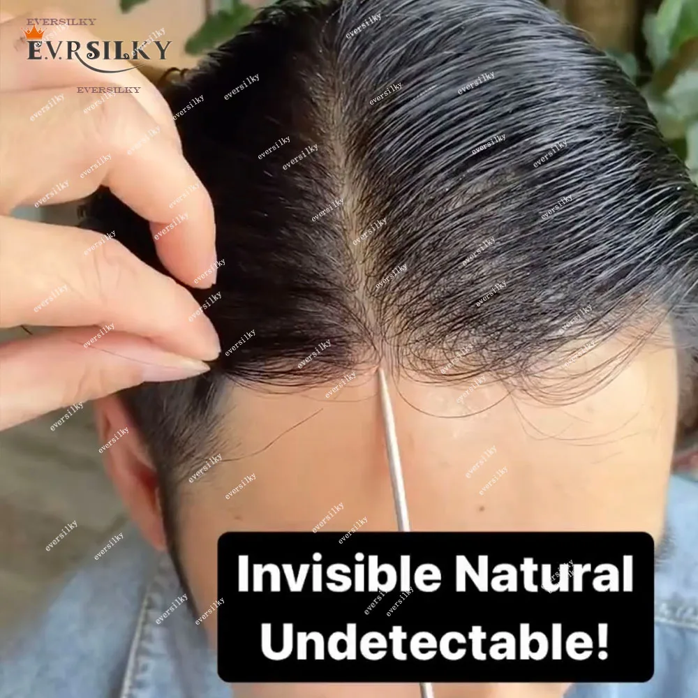 

80% Density Super Thin Skin Prosthesis Undetectable Natural Hairline Mens Toupee Blonde Brown Gray Human Hair Replacement System