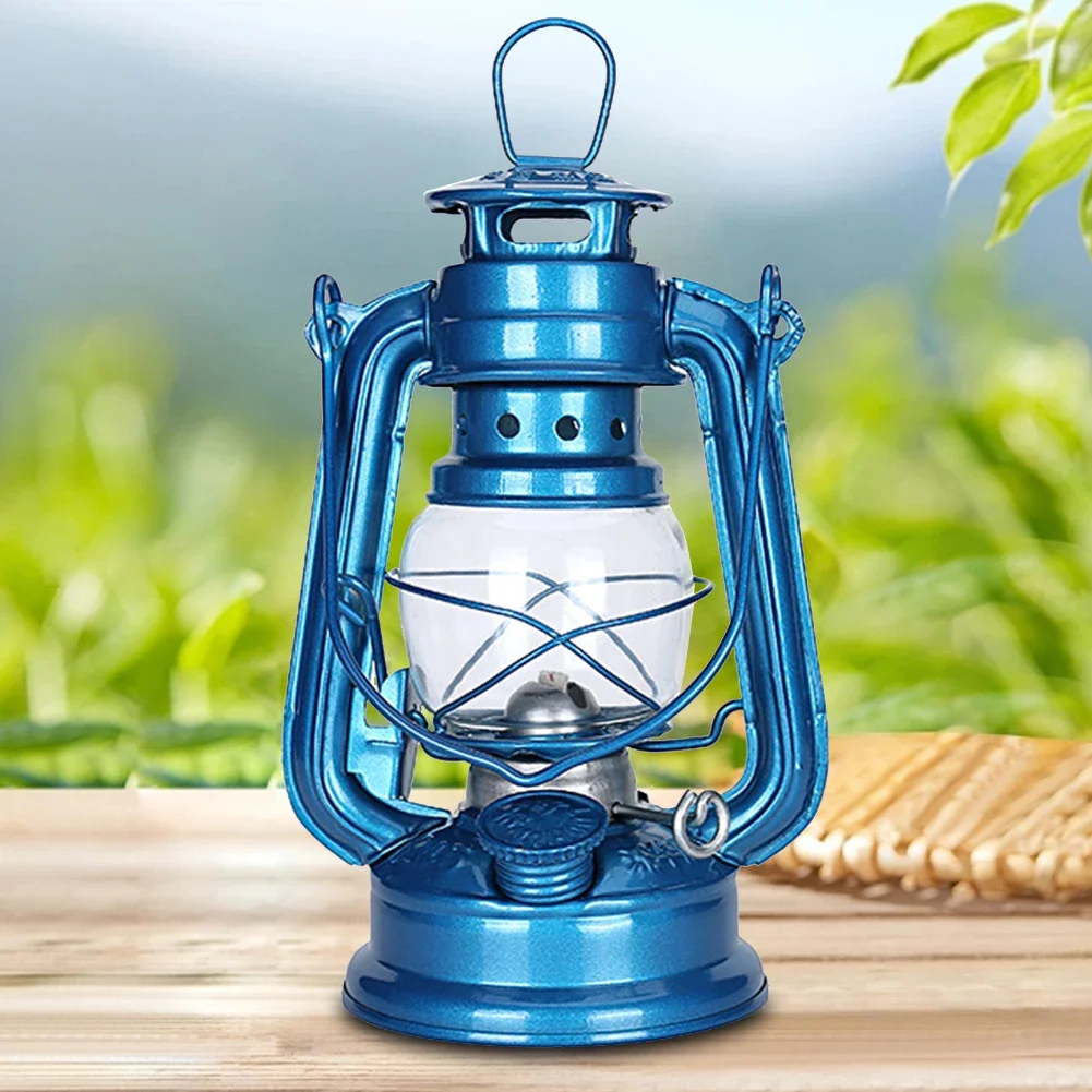 Camping Kerosene Lamp Portable Outdoor Atmosphere Lighting Tent Lanterns with Handle Vintage Oil Burning Table Hurricane Lamps