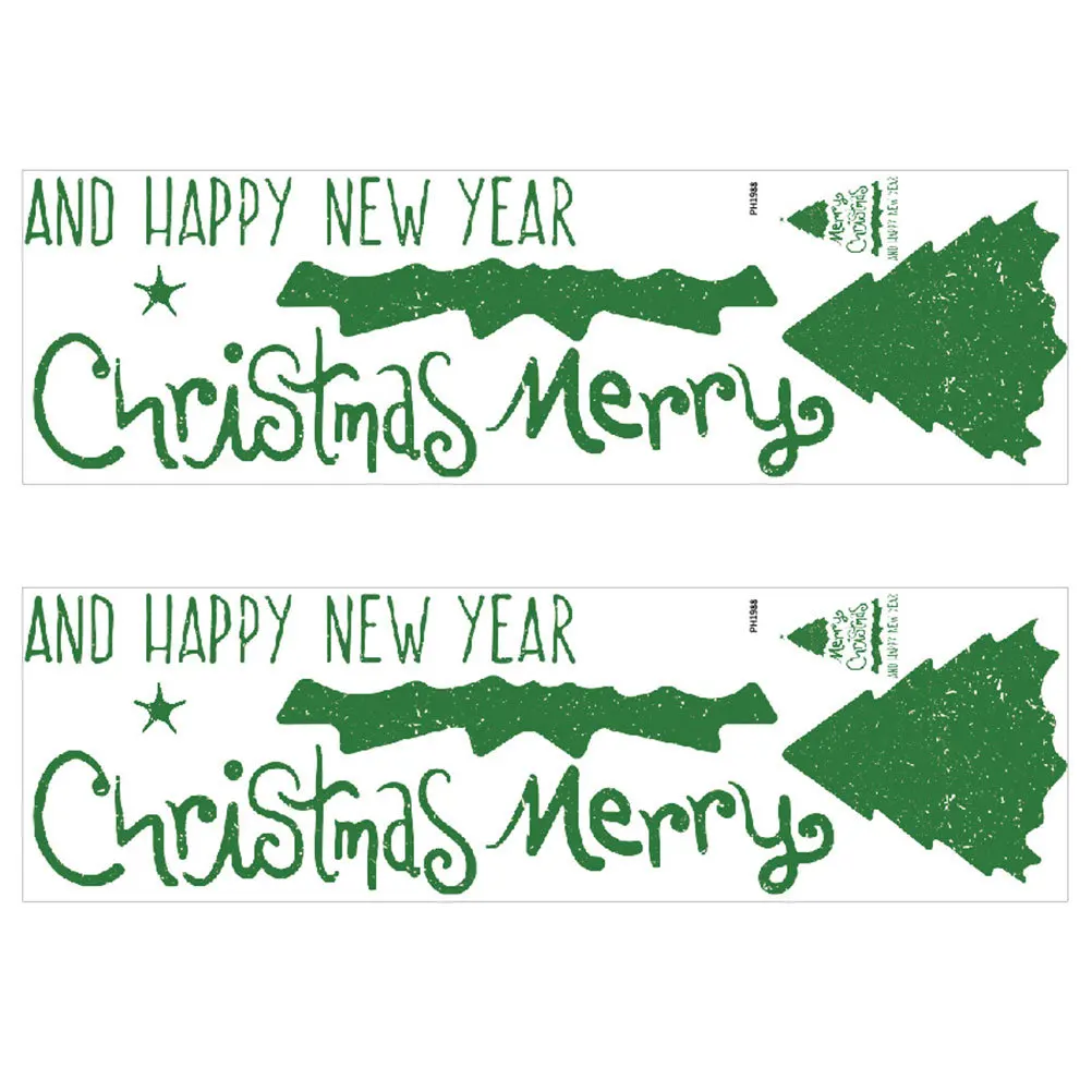

2 Sheets Christmas Tree Window Clings Merry Christmas Happy New Year Static Decals for Bedroom Restaurant Festival Decor