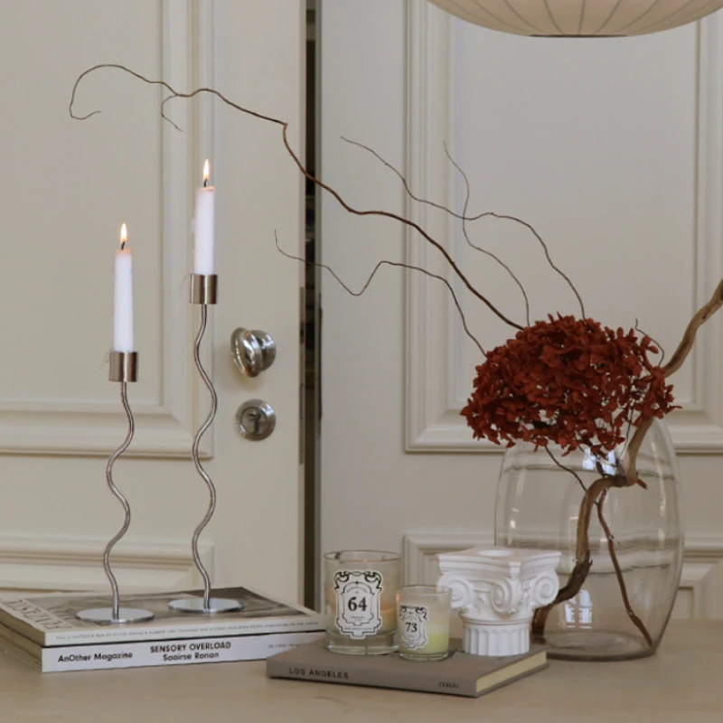 

Stainless Steel Candlestick Vintage Decor Elegant Silver Twisted Candle Holder for Home Decoration Wedding Table Candlesticks