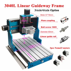 3040 cnc fresadora quadro kit ferramentas trilho quadrado guias lineares parafuso esférico 6040 roteador de madeira torno cama com capa poeira