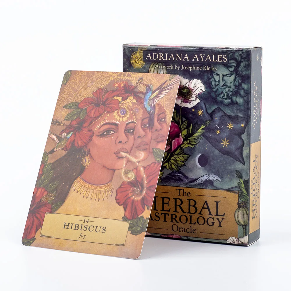 Herbal Astrology Oracle Board Game Deck 55 Cards for Alchemizing Ancient Plant Healing and Astrological Wisdom 10.4x7.4cm