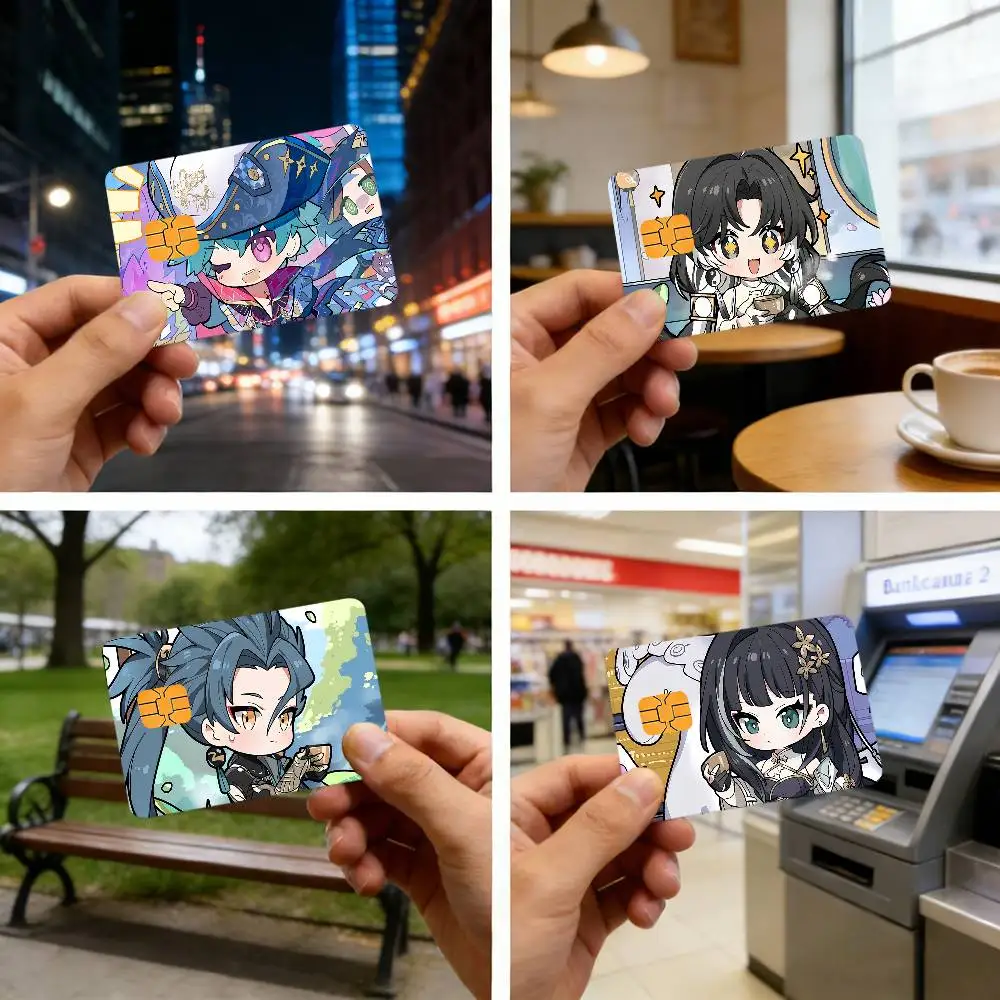 Chibi W-Wuthering Waves Waterproof Skin Protector Stickers for Bank Cards Credit Cards Debit Cards Public Transport Cards