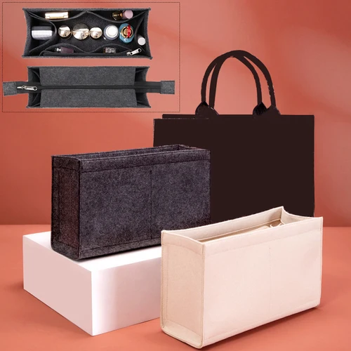 휴대용 여행 메이크업 보관 가방, 토트 펠트 이너 라이너 백, 지퍼 지갑, 핸드백 라이너 보관 가방, 내부 포켓 정리함 