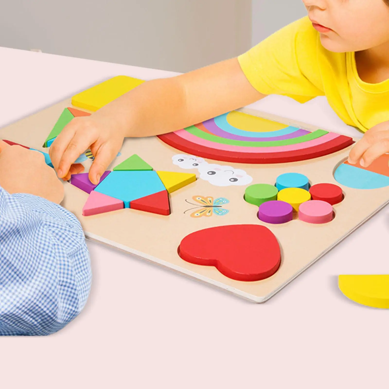 Puzzles Board Hands on Double Sided Color Perception Preschool Toy Fine Motor