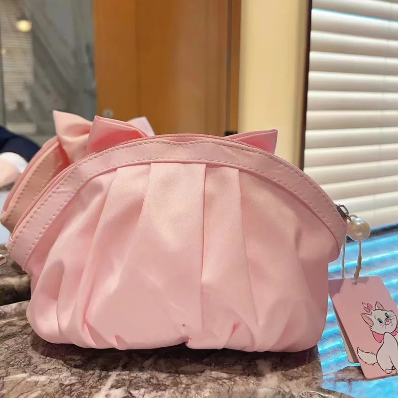 2024 New Disney Marie Cat Makeup bag Storage Bag Cute Cartoon Anime Pink Marie Cat Plush Storage Bag Gifts for Kids Girls