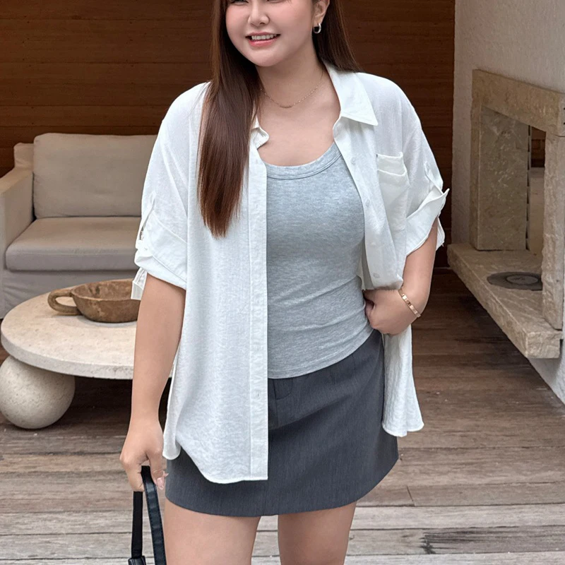 

Высококачественная льняная рубашка больших размеров в французском стиле, синяя, весна-лето, повседневная, дышащая, с заниженной линией плеч, полурукав, блузка