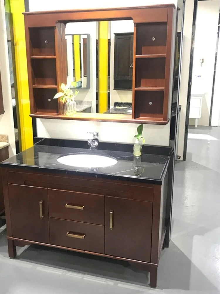 

Light Luxury Bathroom Cabinet Combination Sink Washbasin Mirror Washstand Chinese Style
