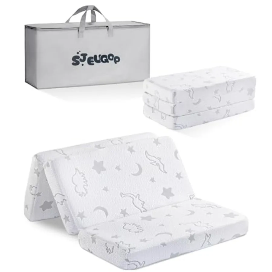 

Trifold Pack and Play Mattress 38"x26", Pack N Play Mattresses with Dual Sided Soft and Firm Memory Foam Foldable Portable Crib
