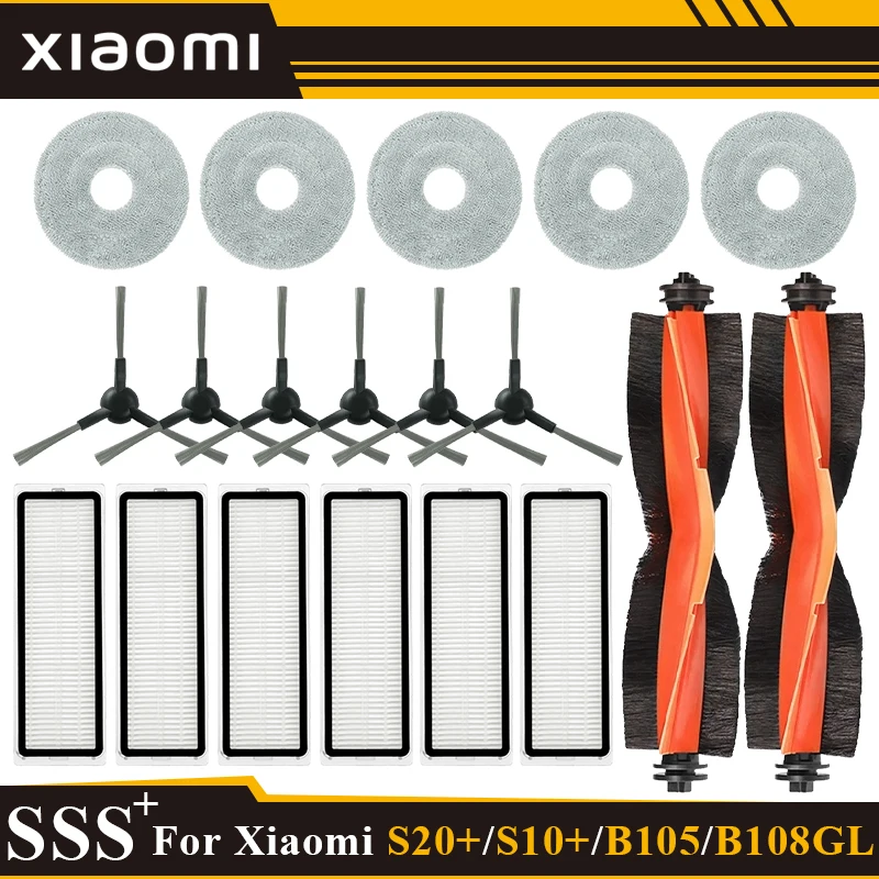 For Xiaomi Robot Vacuum S20+ / S10 Plus / B108GL / B105 / B108CN B113CN Parts Accessories Filter Main Side Brush Mop