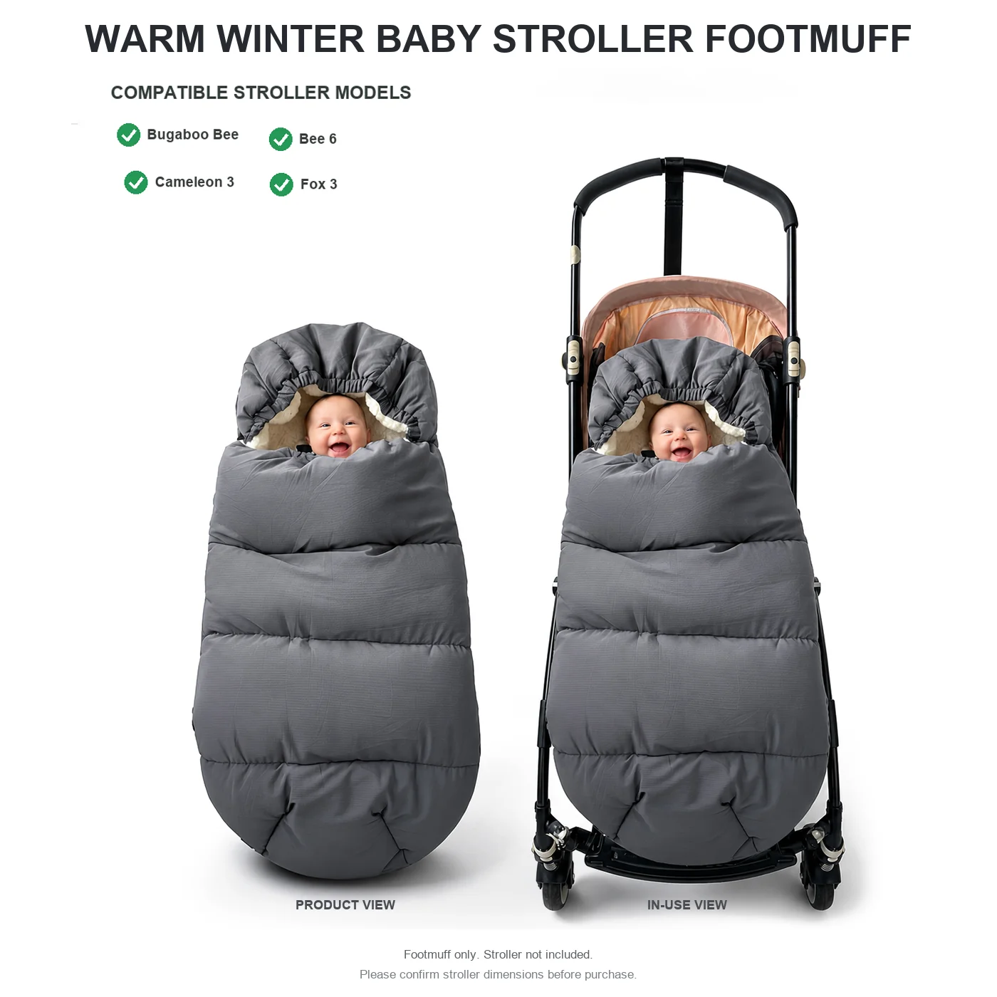 Baby Stroller Accessories Winter Warm Footmuff Universal Pram Sleeping Bag Waterproof Windproof for Infant Toddler Pushchair