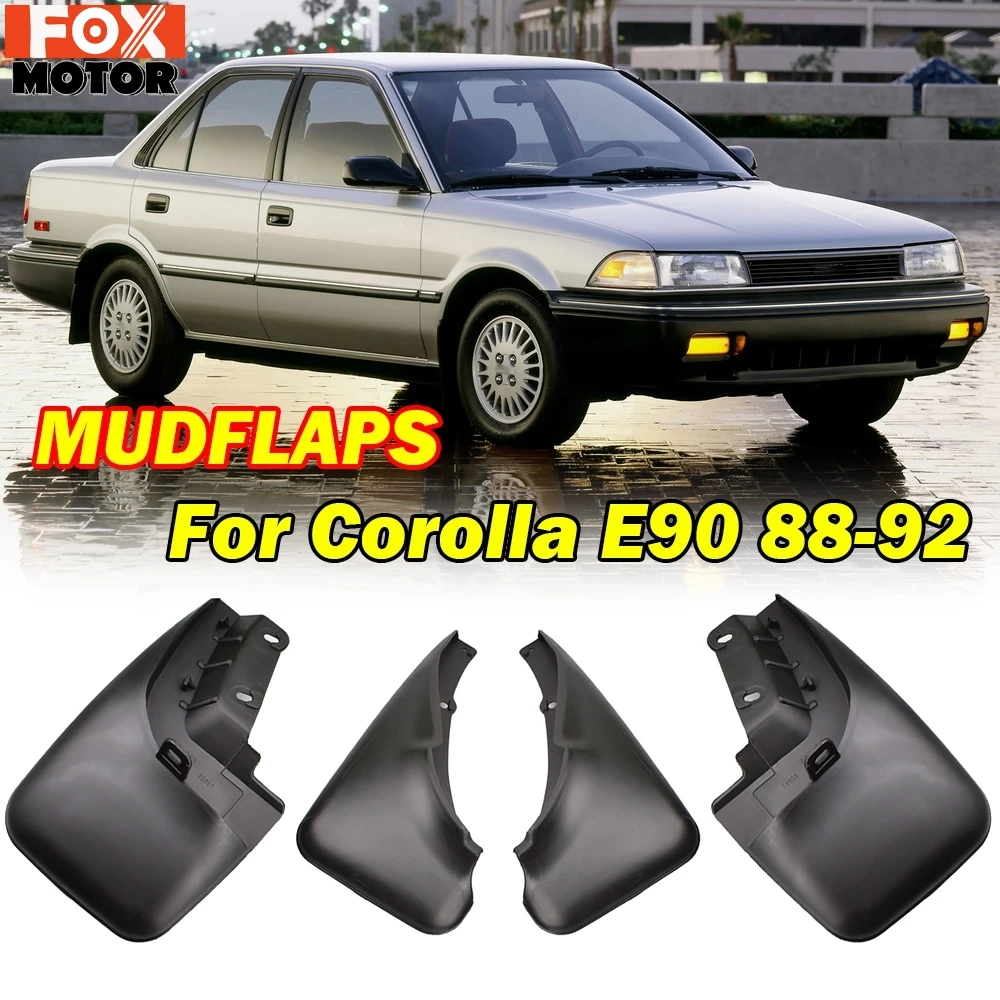 4pc Molded Mud Flaps Flap For Toyota Corolla E90 AE90 AE92 1988 - 1992 Sedan Saloon Coupe Splash Guards Mudguards 1989 1990 1991