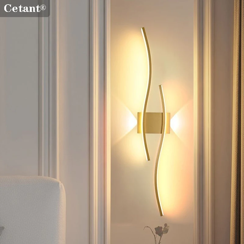 LED Wall Lamp 60/80CM Remote Control Wall Sconce Living Room TV Background Decor Bedroom Kitchen Stair Home Decor Led Lighting