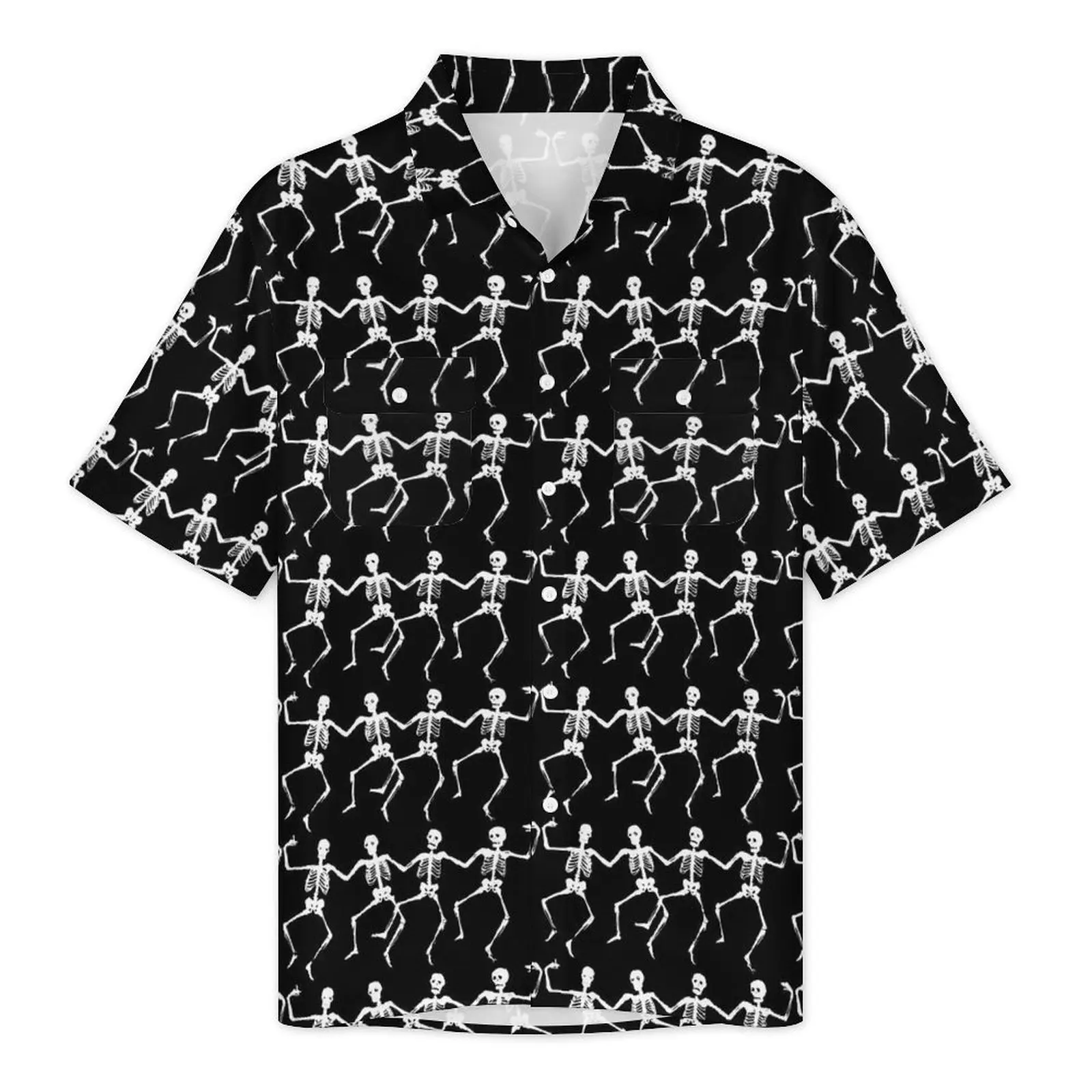 Dancing Skeleton Beach Shirt Halloween Hawaii Casual Shirts Men Novelty Blouses Short Sleeve Street Style Graphic Clothing