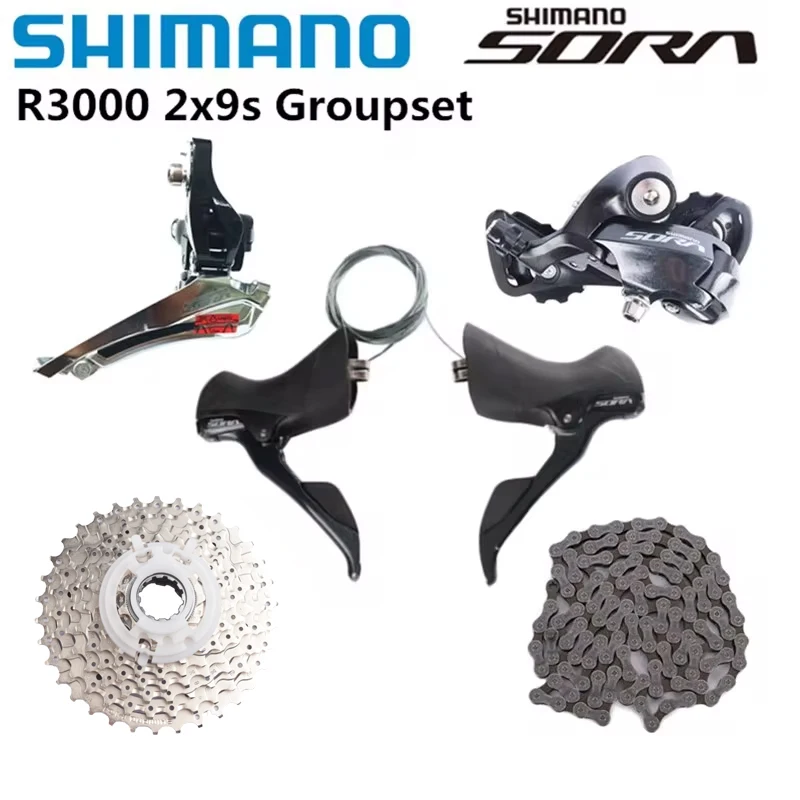 Shimano SORA R3000 2x9s Groupset Bike Shifter Front Rear Derailleur SS/GS Cassette HG400 9 Speed CN HG53 Road Bike Bicycle Set