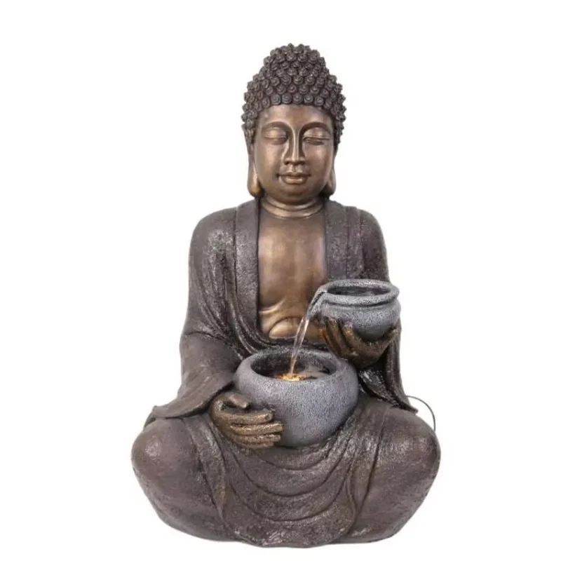 New style Large Zen Resin Sitting Buddha Fountain Indoor Outdoor Water Fountain Living Room and Garden Decorative Fountain