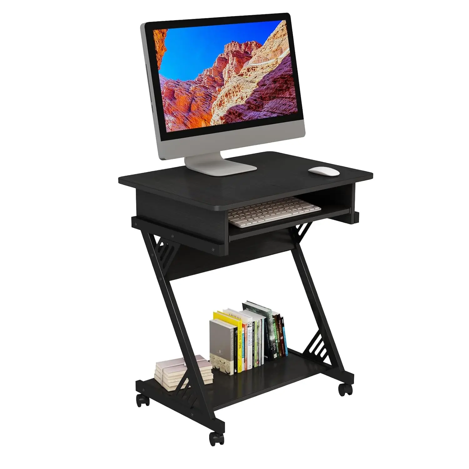i*-Small 24 Inch Tall Computer Desk With Drawers, Corner Gaming Desk For Bedroom, Home, Office, Black, Customized