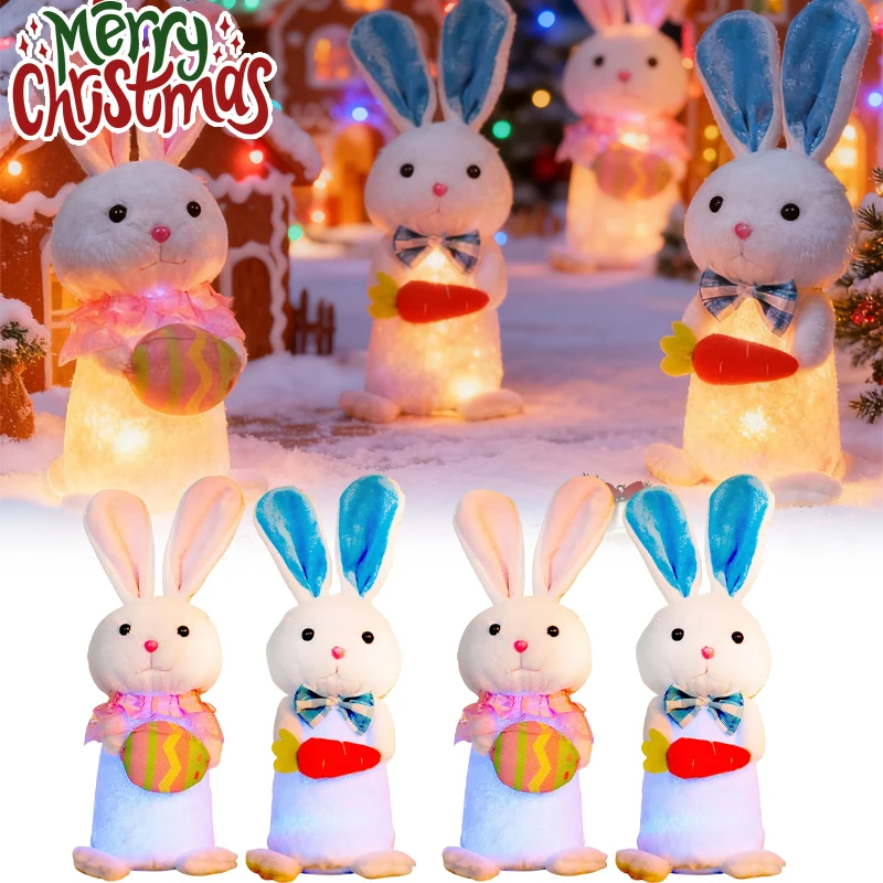

Светящаяся игрушка-кролик: мягкий плюшевый кролик с нежной LED-подсветкой для рождественских праздников, украшения дома и рабочего стола
