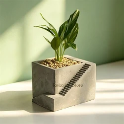 Square Cement Clay Flowerpot Succulent Plants Pot Silicone Mold Stairs Shape Concrete Planter Plaster Home Decor Molds