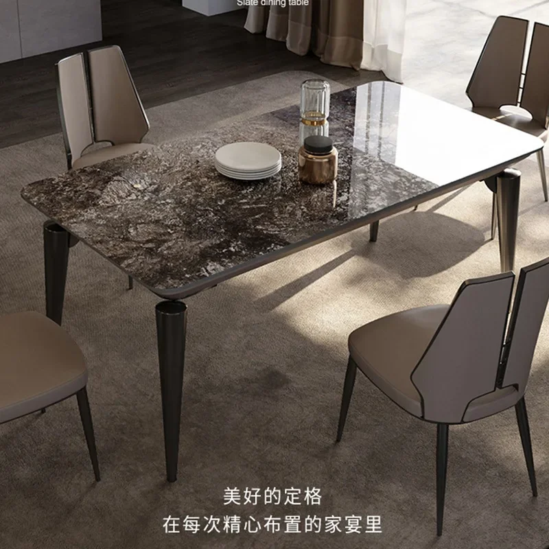 Marble Rectangle Dining Table And Chair Set  2023 New Arrival Rock Plate Luxury Modern Household  Living Room Kitchen Furniture