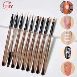 9Pcs/set Nail Art Liner Brush Set Stripe Pattern Painting Brush Acrylic UV Gel Extension Drawing Carving Pen DIY Manicure Tool