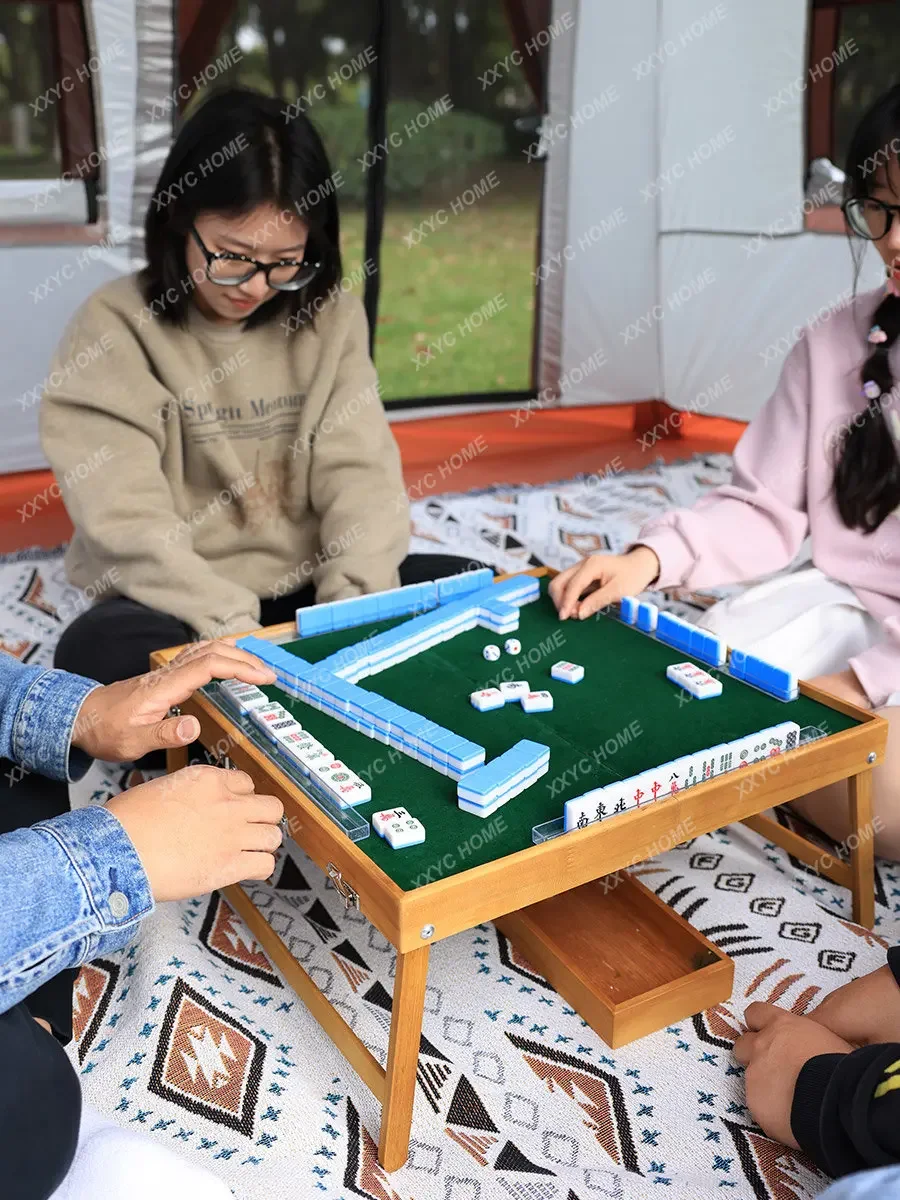 Small Mahjong Table Outdoor Camping Portable Hand Rub Sparrow Foldable Card Table Easy to Carry