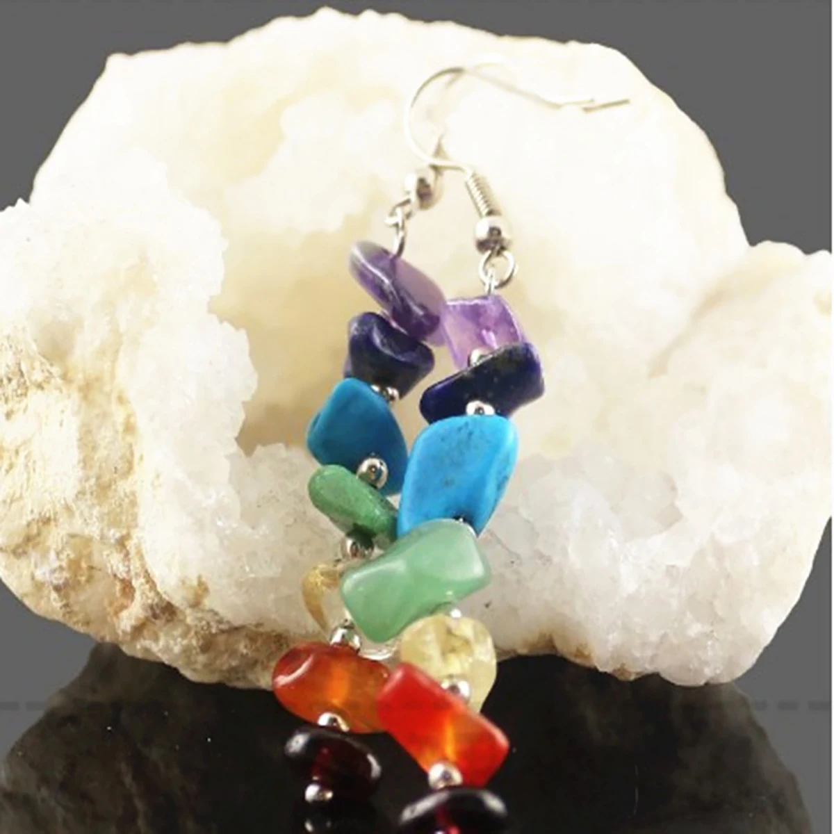 Natural Amethyst Crystal Gravel Drop Earring Chakra Creative Ear Hook for Women Reiki Healing Energy Stone Dangle Earrings