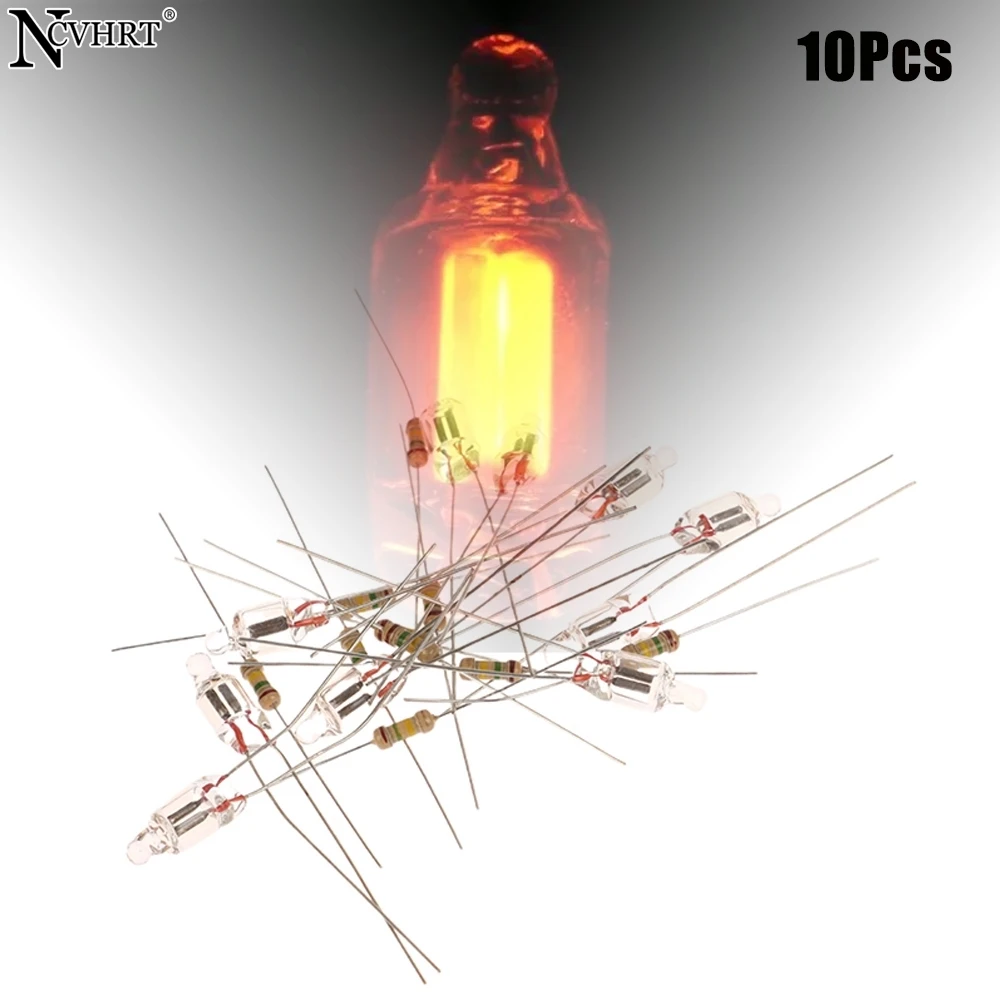 10 pz/lotto lampadine al Neon 5x13mm indicatore di alimentazione principale rosso Standard Mini lampadina in miniatura con luce al Neon con resistenza 220V