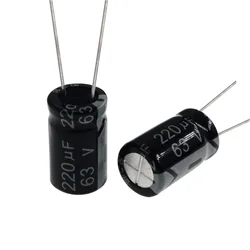 20pcs 220uF 63V 220MFD 63Volt Aluminum Electrolytic Capacitor 10*16mm Radial 220mf63v 220uf63v 63v220mf 63v220uf