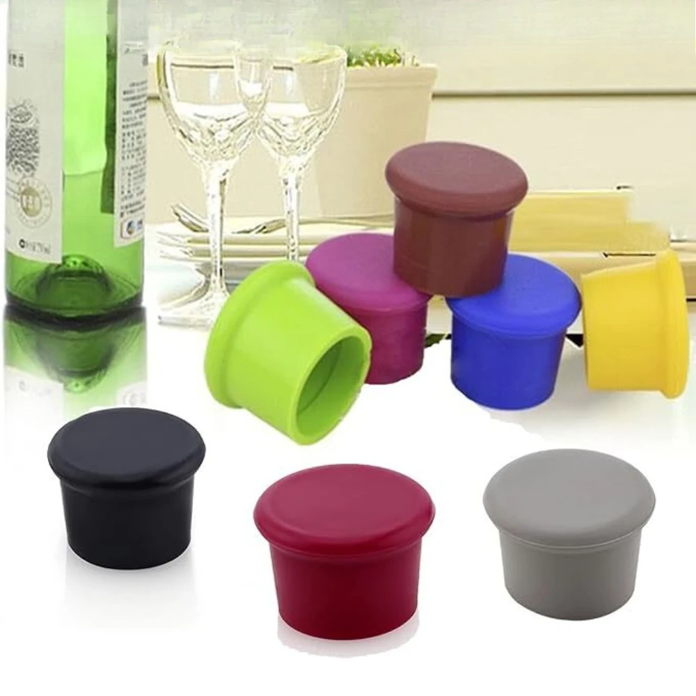 Tapón de silicona flexible de 5 piezas, tapón para botella de vino, cerveza y champán, herramienta para mantener la frescura, para uso diario en el hogar, bar y cocina