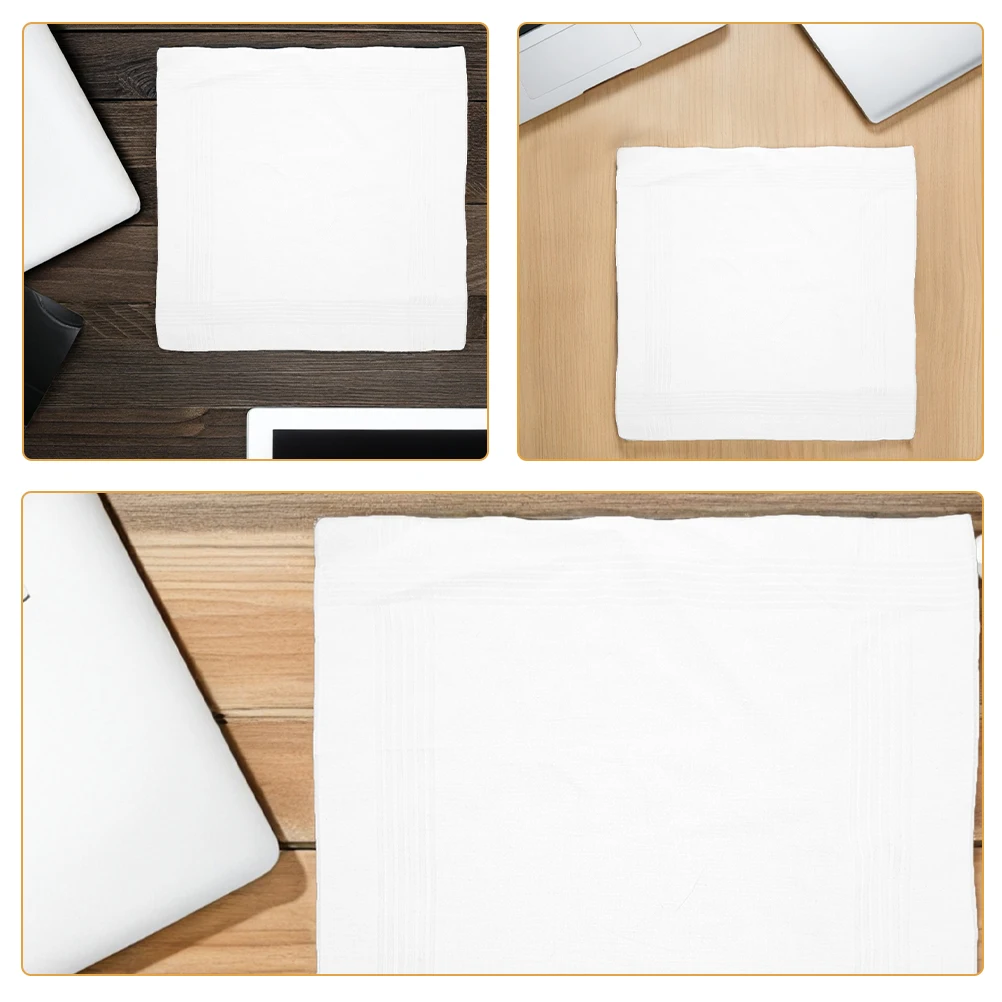 18 قطعة مناديل بيضاء للرجال من القطن جيب مربع خفيف الوزن محمول للسفر والأعمال ملابس غير رسمية قابلة للغسل في الغسالة