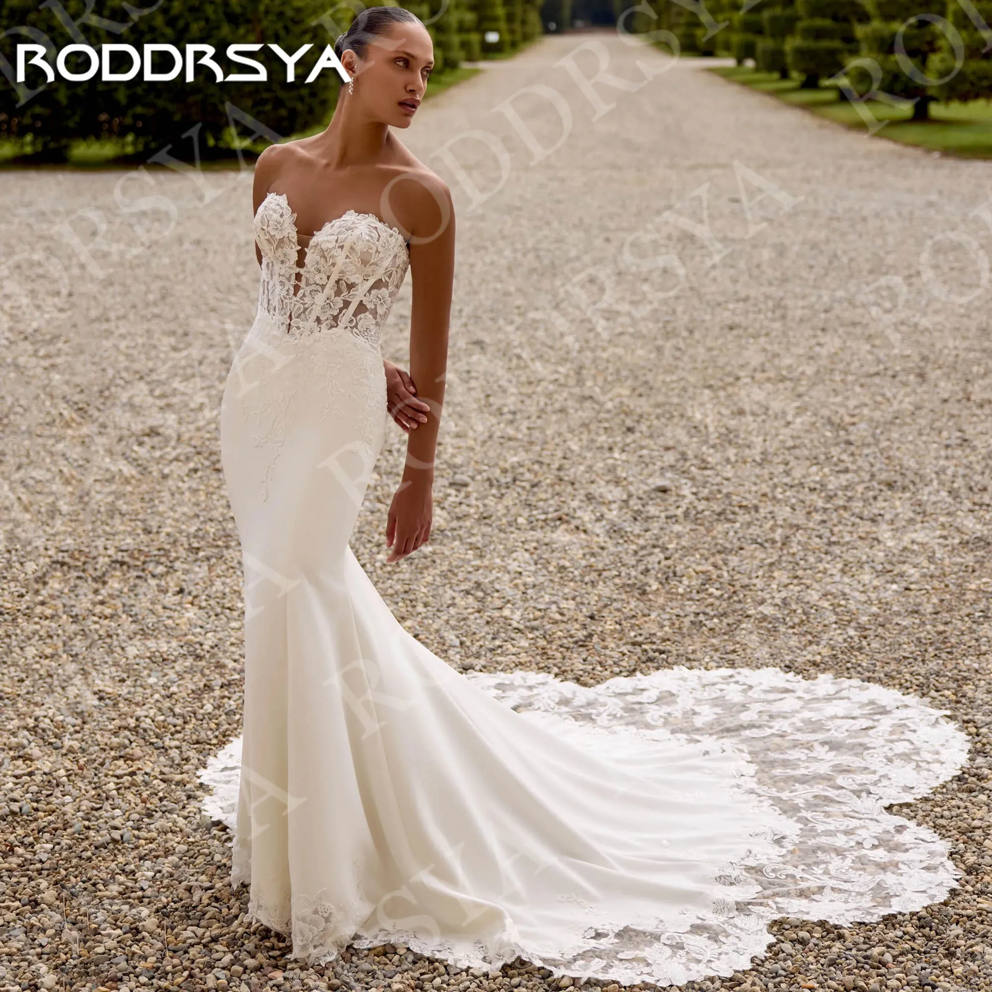 

RODDRSYA Wedding Dress Mermaid Long Sleeves Off Shoulder Lace Appliques Sweetheart Bridal Dresses Customized robe de mariée