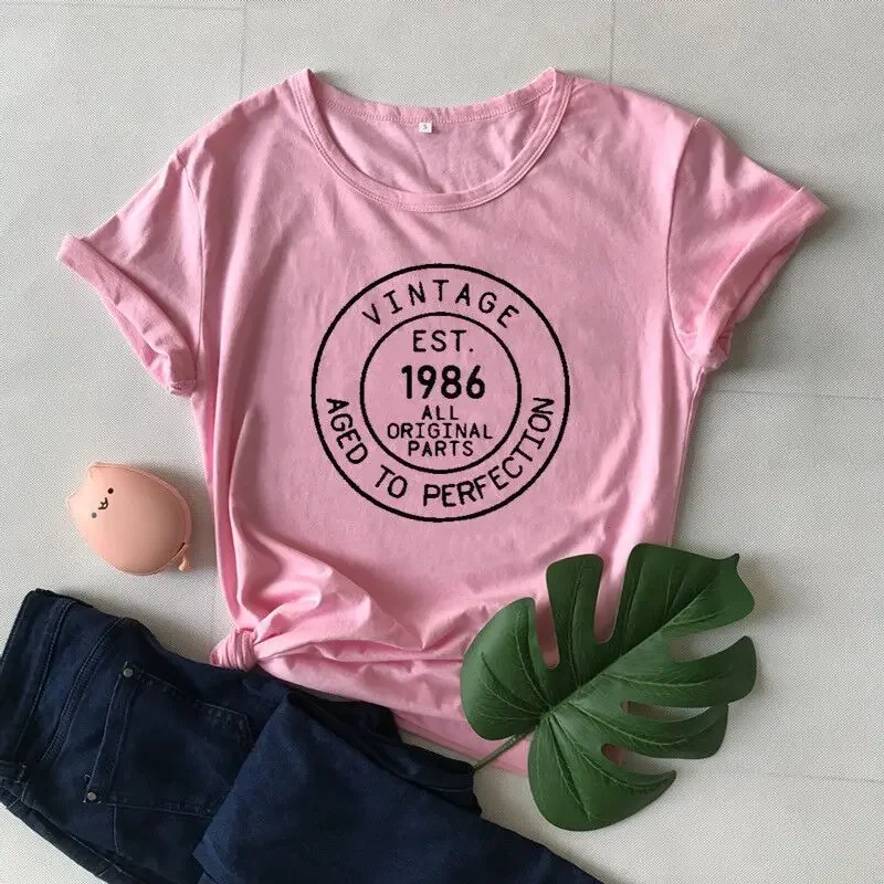 37 ° Aniversário Do Vintage 1986 Camisa Presentes para Homens Presentes para As Mulheres 100% Algodão O Pescoço Moda Impressão camisa Casual Manga Curta Tee