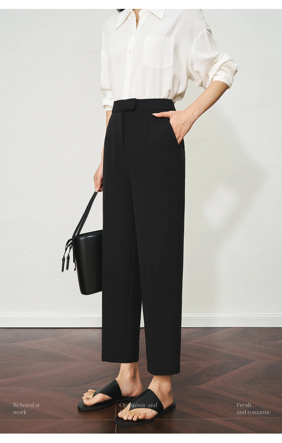 

OLrain 2025 Autumn High Waist Office Pants Women Straight Wide-Leg Professional Trousers Elastic Comfort Slim Pants O57XK98838