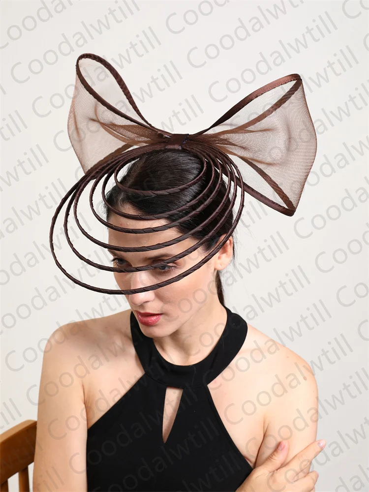 Elegant Fascinator For Women Wedding Hat Heaband Ladies Derby Race Luxury Designer Headwear With Bow Hair Accessories Hair Clips