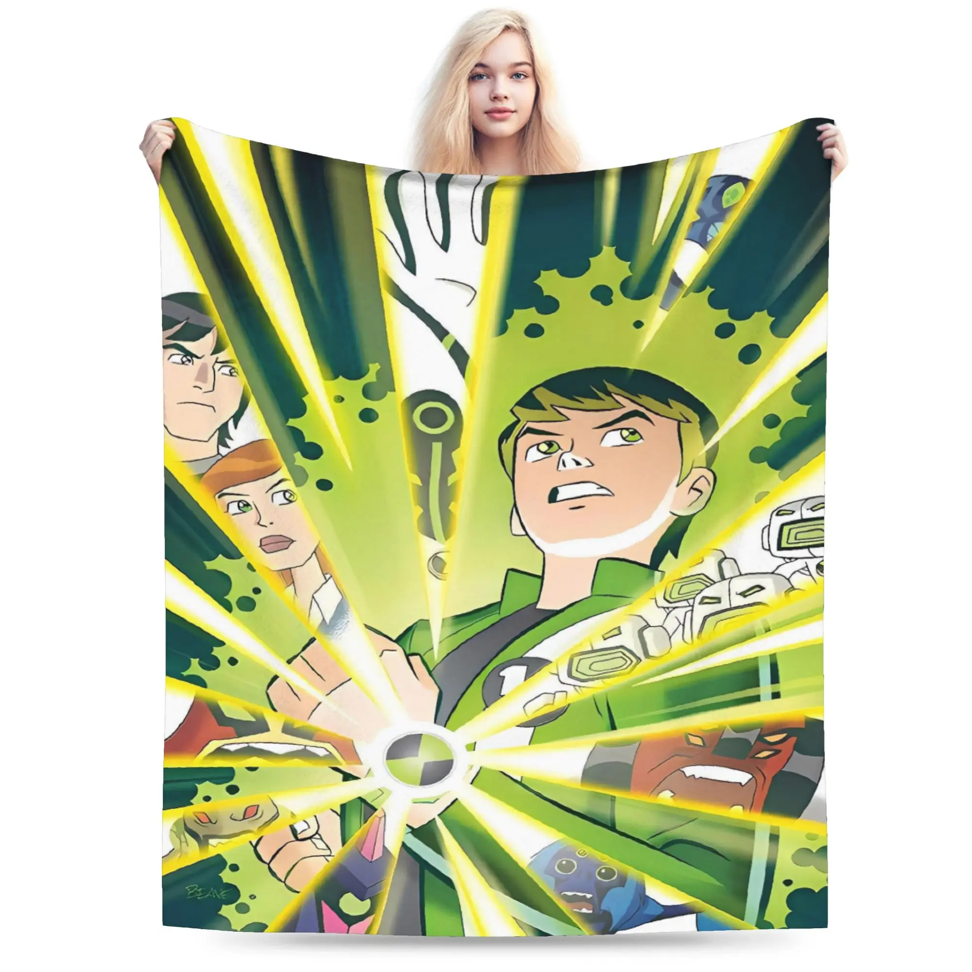 Ben 10 Omnitrix Flannel Blanket Winter  Warm Throw Blanket for Girls Boys Couch Bed Funny Bedspread Sofa Bed Cover