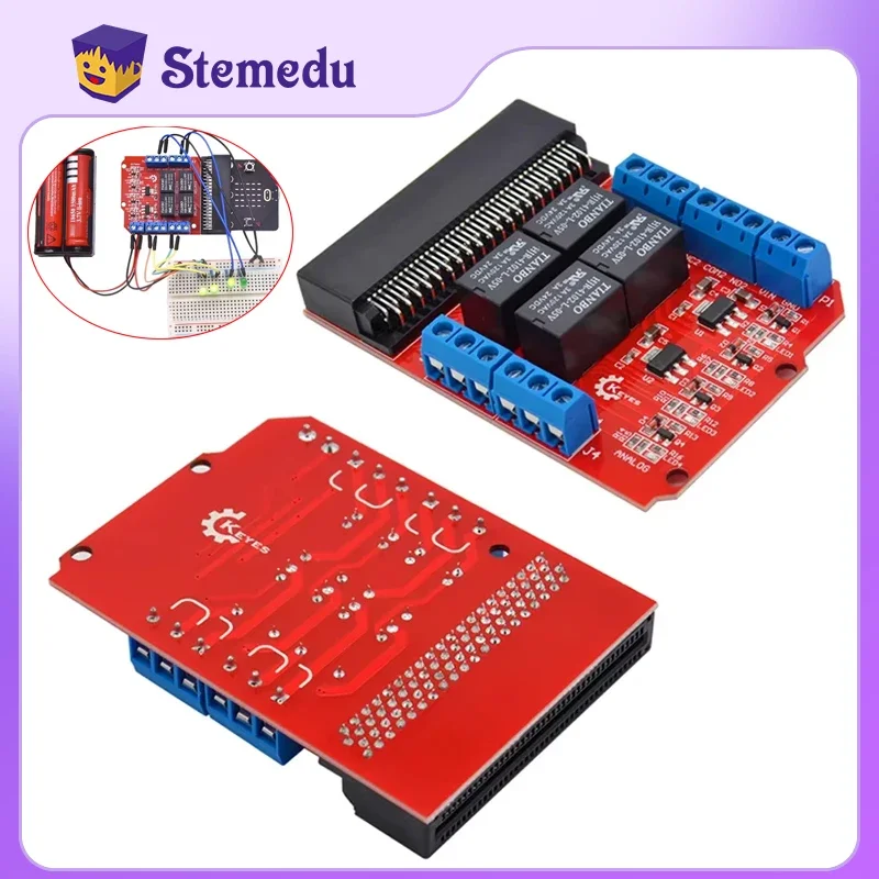 DIY Programming Educational Kids Micro:bit 4 Channel Relay Module Shield 5V High Trigger Class Teaching Microbit Expansion Board