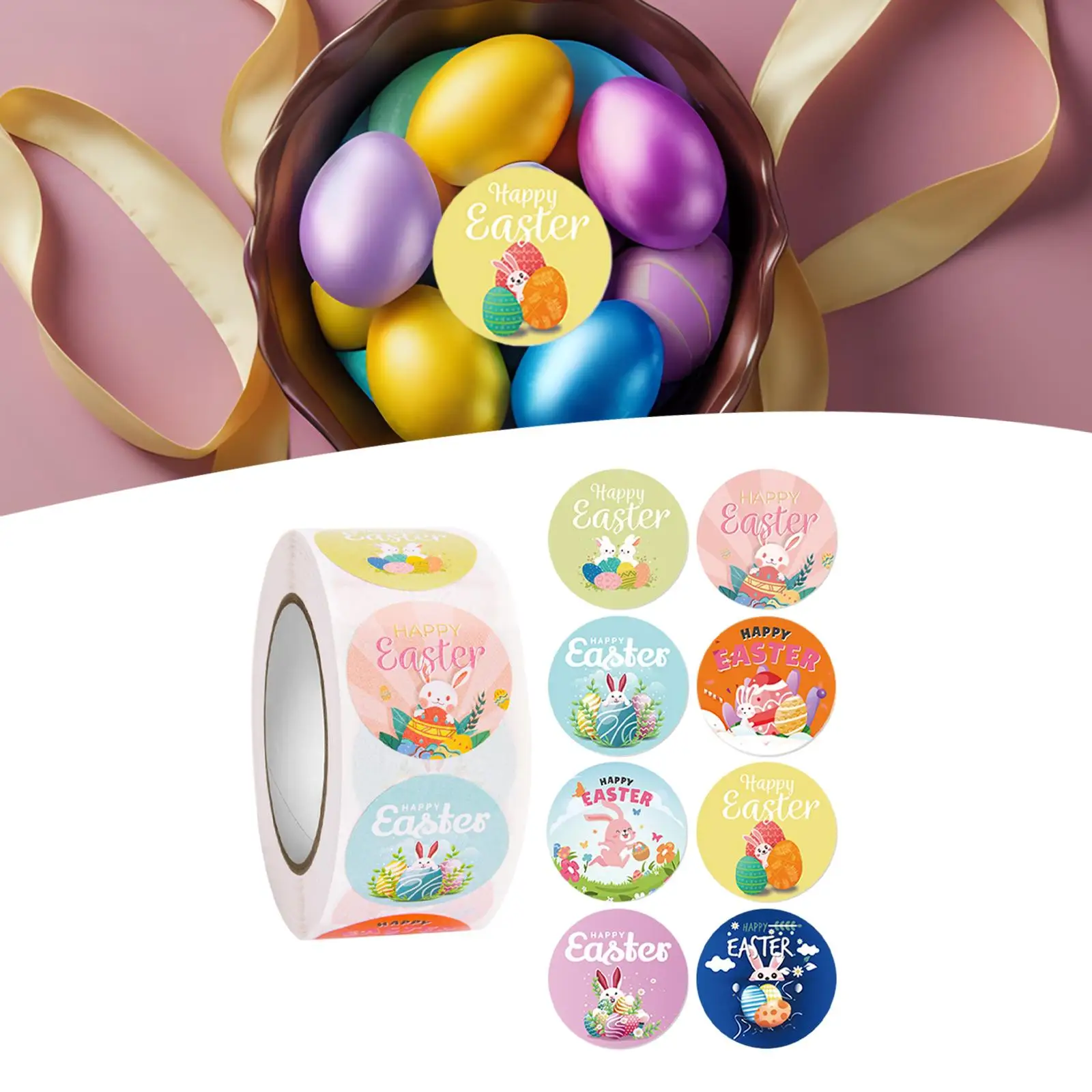 2X 500Pcs Easter Stickers Paper Tags for Festival Present Package