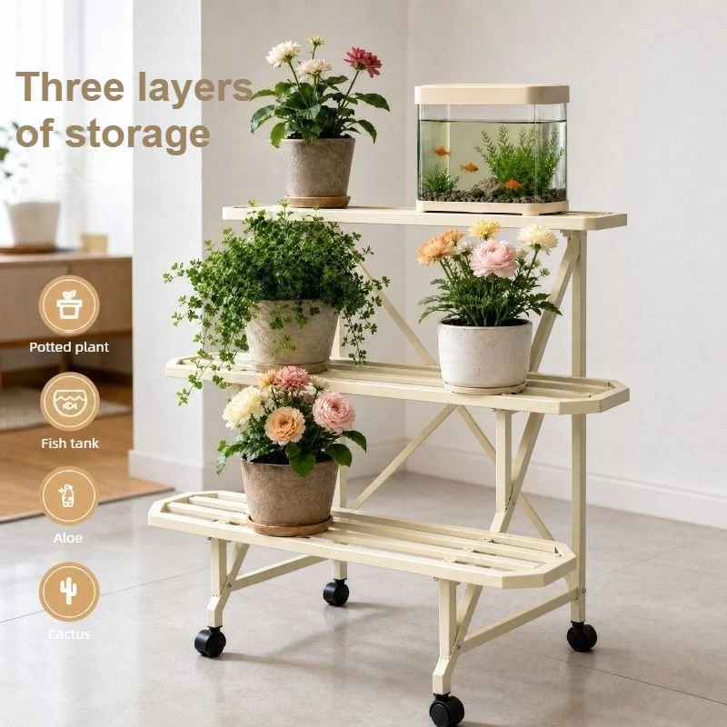 Outdoor Planters Plant Stands Flower Rack on Wheels Flower Pot Plant Ladder Plant Display Stand Home Balcony Garden Organizer